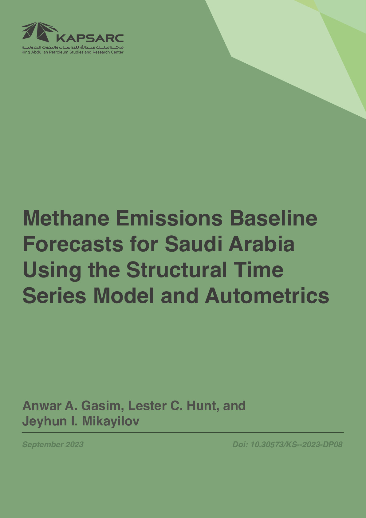 Methane Emissions Baseline Forecasts for Saudi Arabia Using the Structural Time Series Model and Autometrics (1)