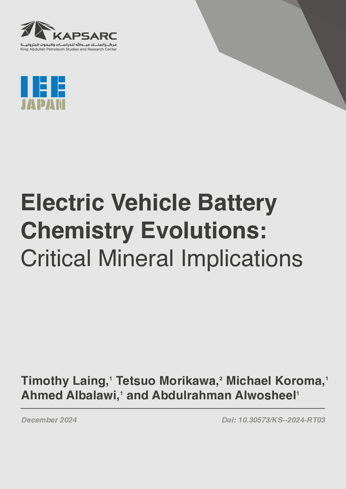 Electric Vehicle Battery Chemistry Evolutions: Critical Mineral Implications (1)