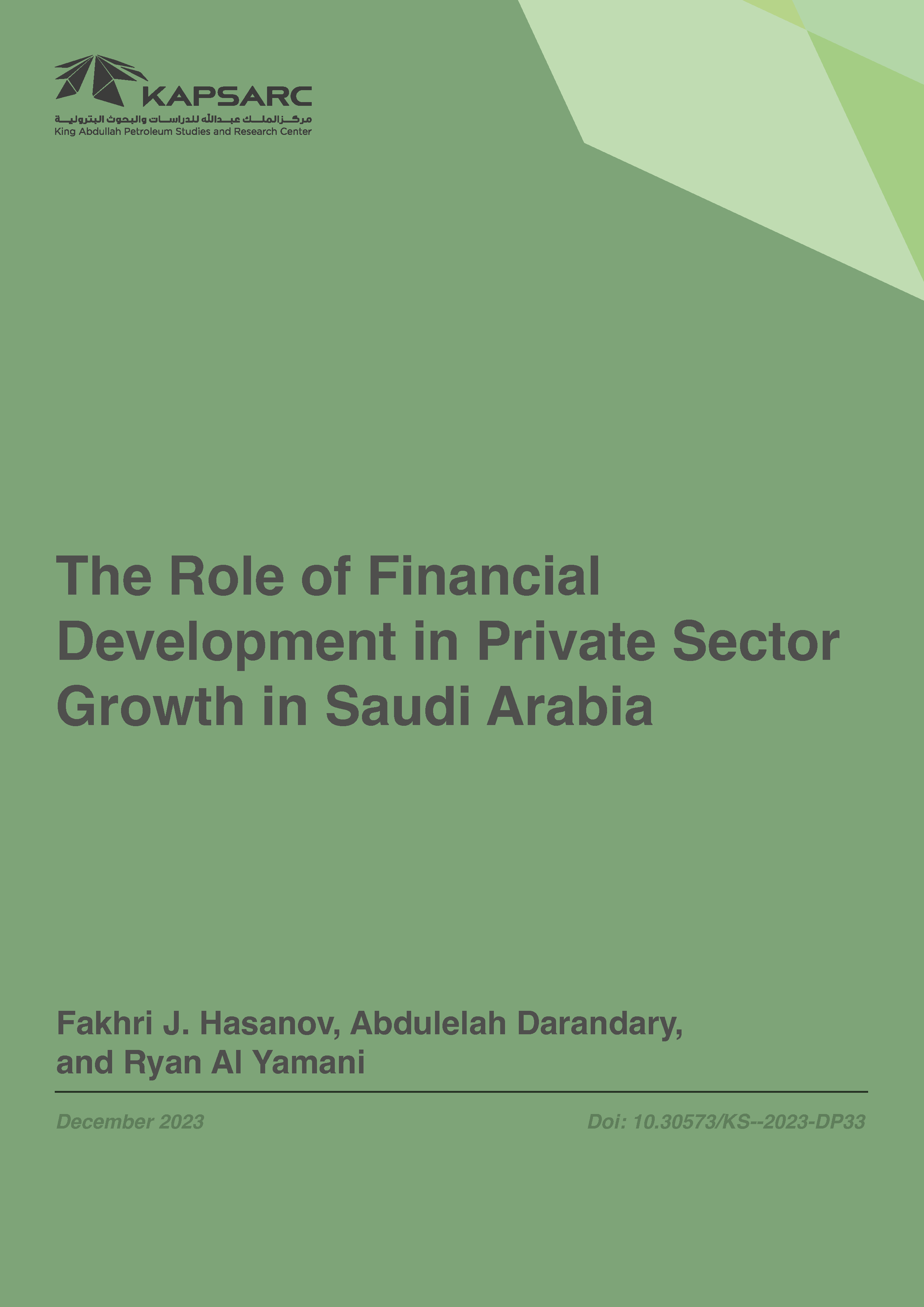 The Role of Financial Development in Private Sector Growth in Saudi Arabia (1)