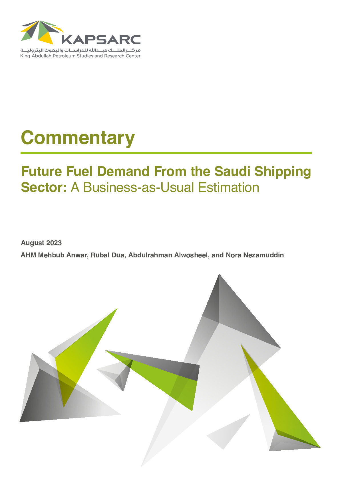 Future Fuel Demand From the Saudi Shipping Sector: A Business-as-Usual Estimation (1)