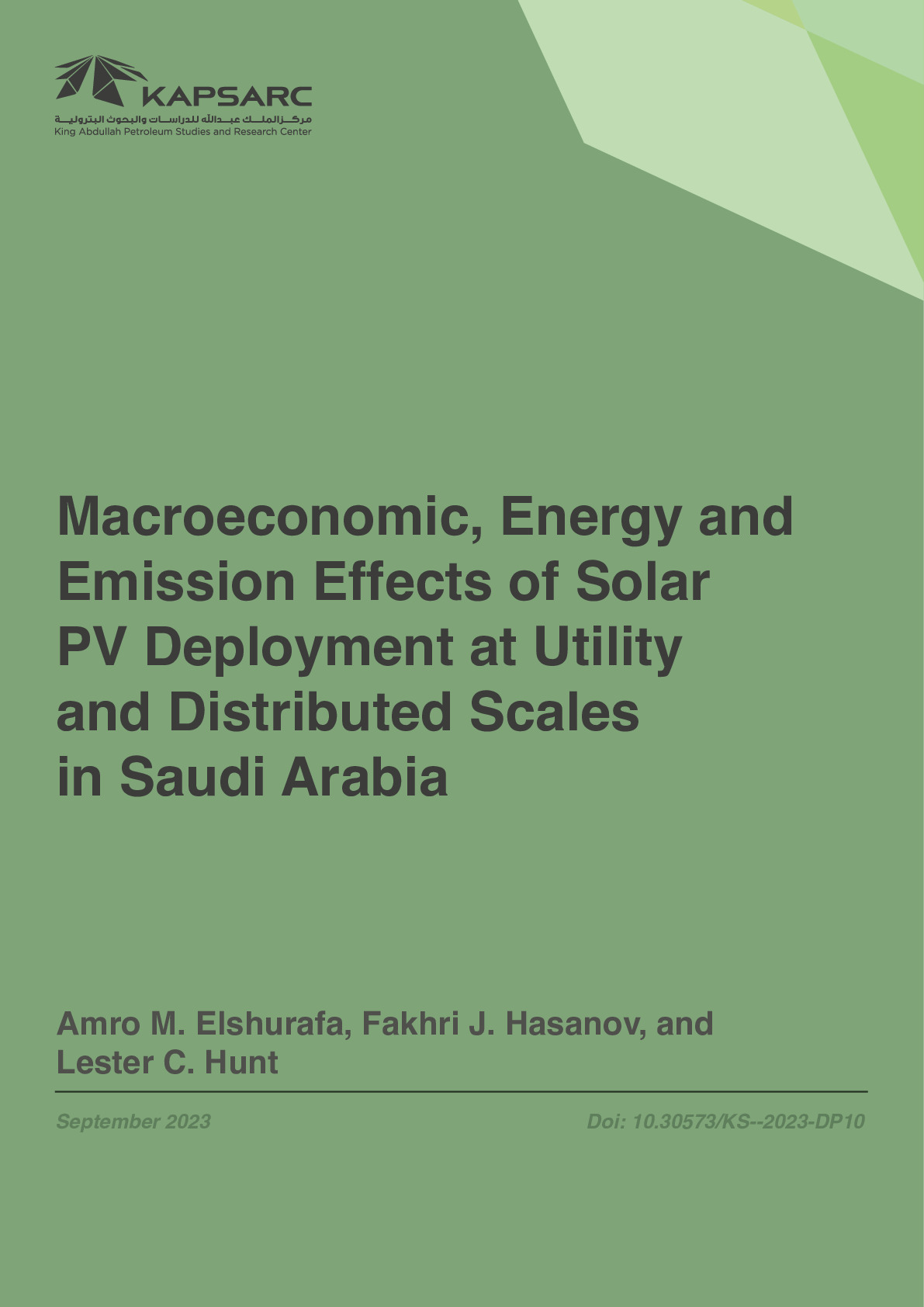 Macroeconomic, Energy and Emission Effects of Solar PV Deployment at Utility and Distributed Scales in Saudi Arabia (1)