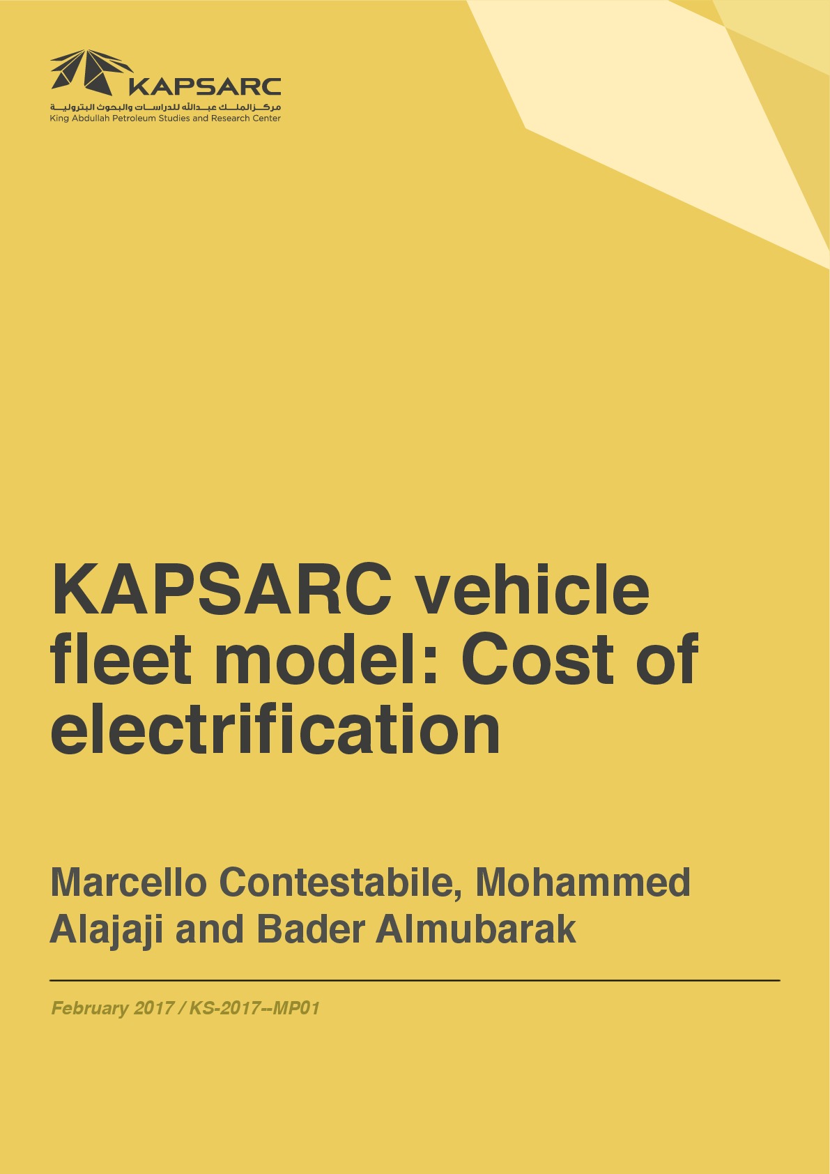 KAPSARC vehicle fleet model: Cost of electrification (1)