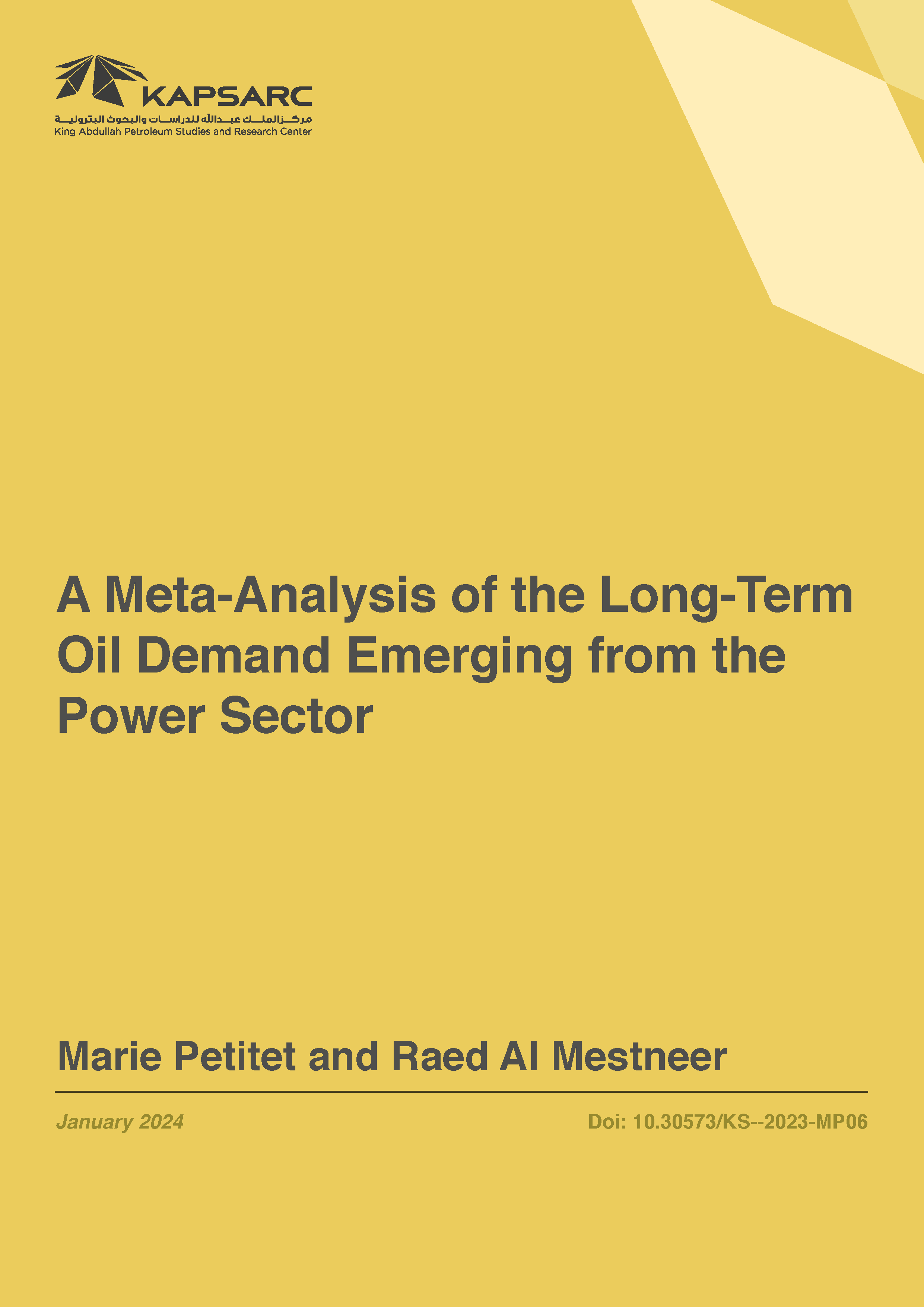 A Meta-Analysis of the Long-Term Oil Demand Emerging from the Power Sector (1)