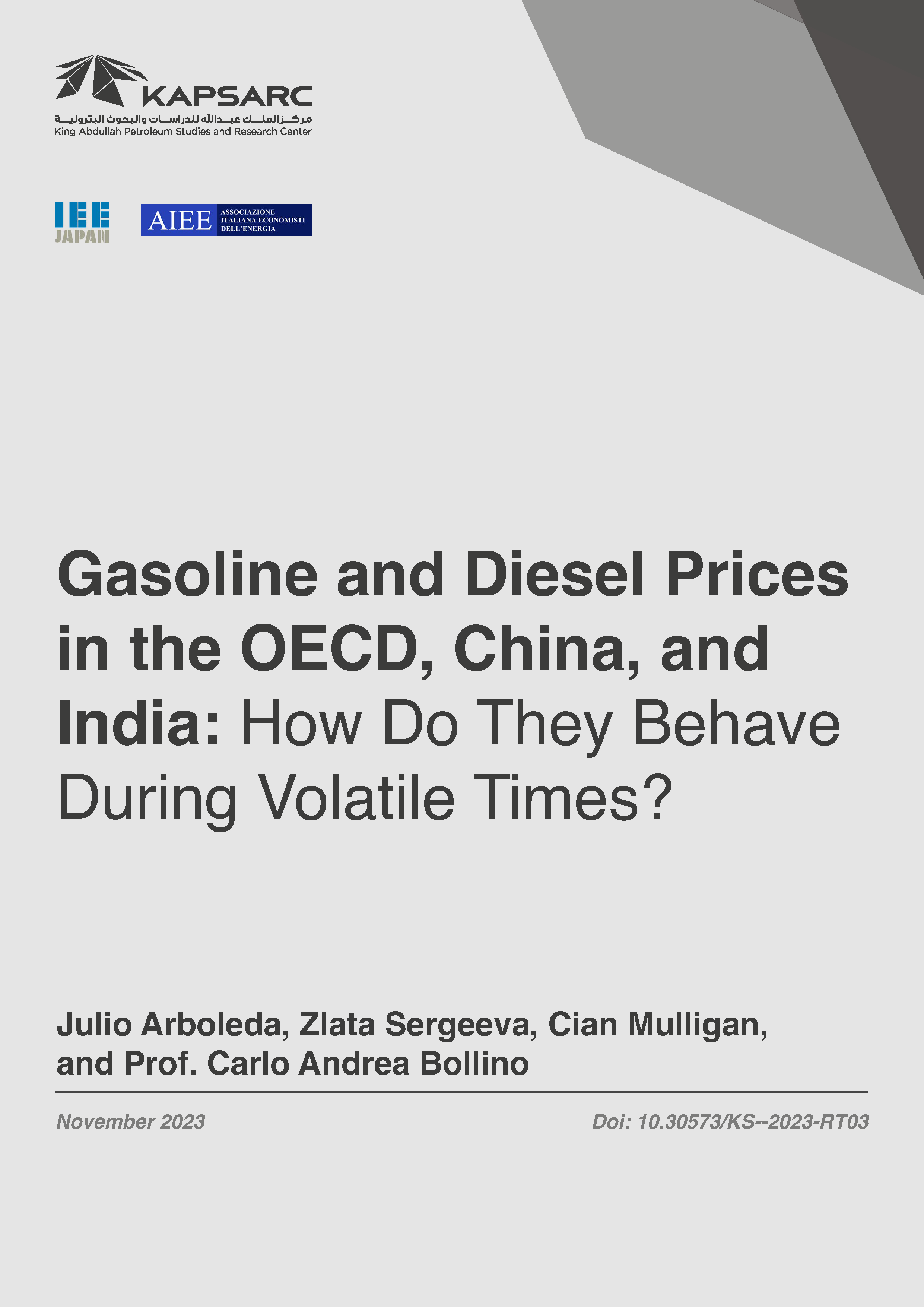 Gasoline and Diesel Prices in the OECD, China, and India: How Do They Behave During Volatile Times? (1)