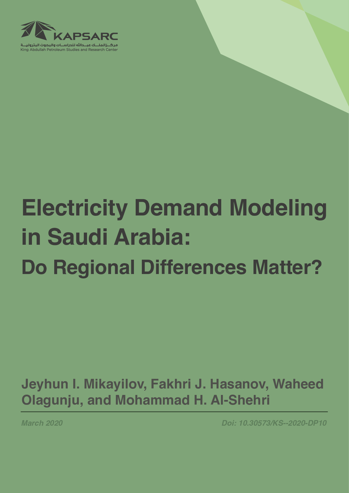 Electricity Demand Modeling in Saudi Arabia: Do Regional Differences Matter (1)