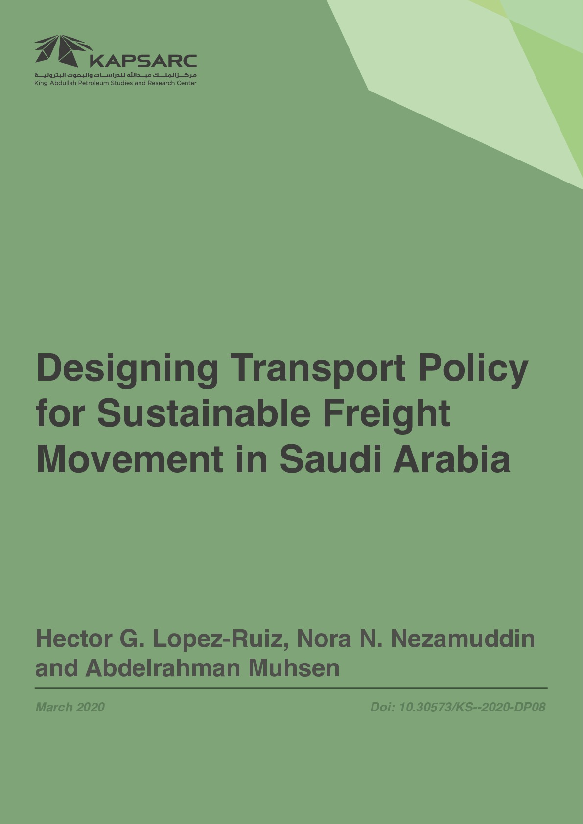 Designing Transport Policy for Sustainable Freight Movement in Saudi Arabia (1)