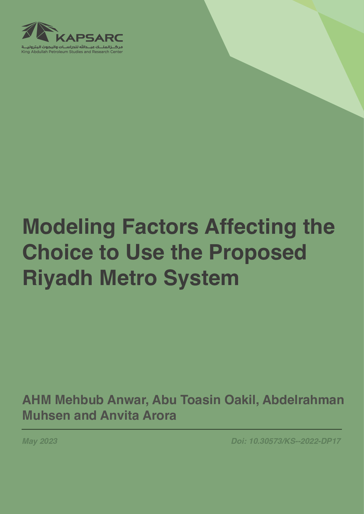 Modeling Factors Affecting the Choice to Use the Proposed Riyadh Metro System (1)