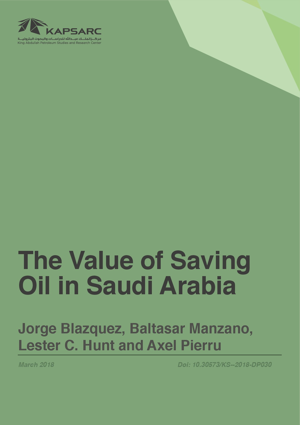 The Value of Saving Oil in Saudi Arabia (1)