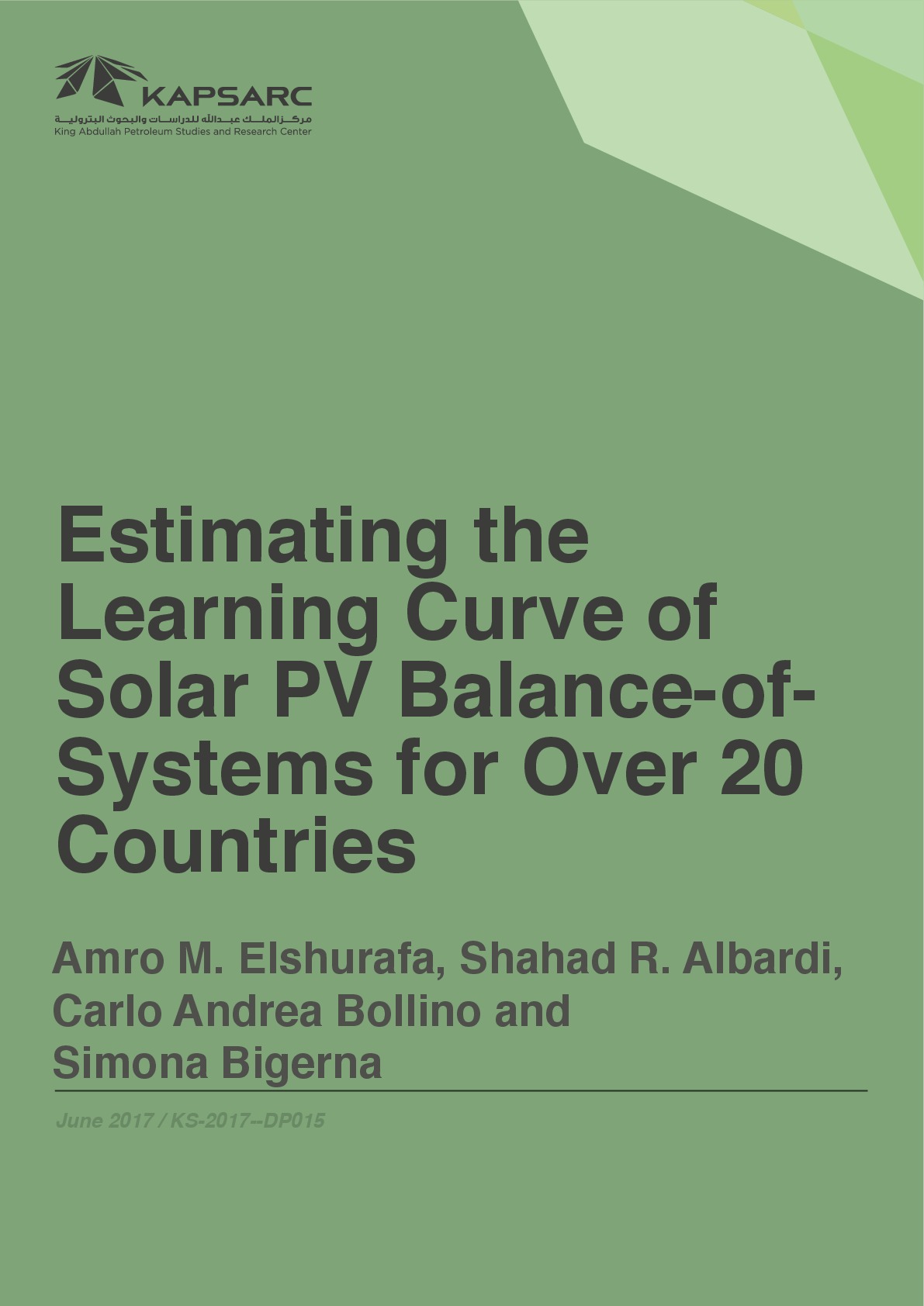 Estimating the Learning Curve of Solar PV Balance-of-Systems for Over 20 Countries (1)