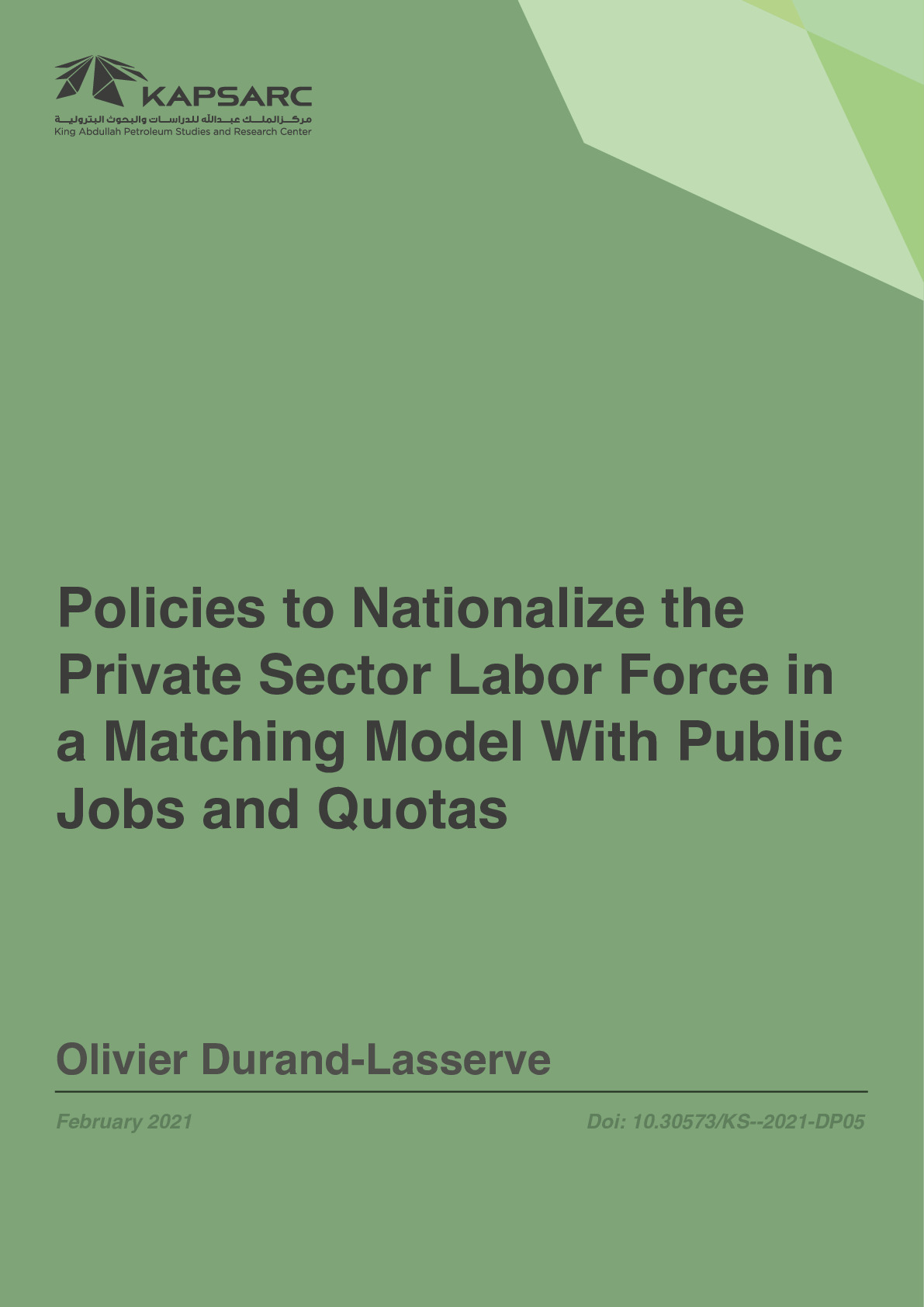 Policies to Nationalize the Private Sector Labor Force in a Matching Model with Public Jobs and Quotas (1)