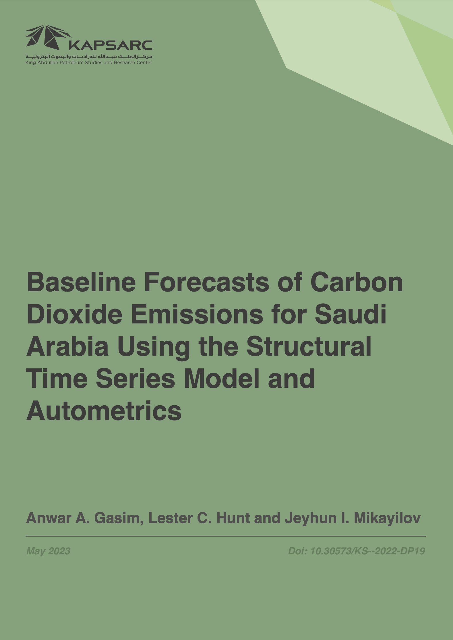 Baseline Forecasts of Carbon Dioxide Emissions for Saudi Arabia Using the Structural Time Series Model and Autometrics (1)