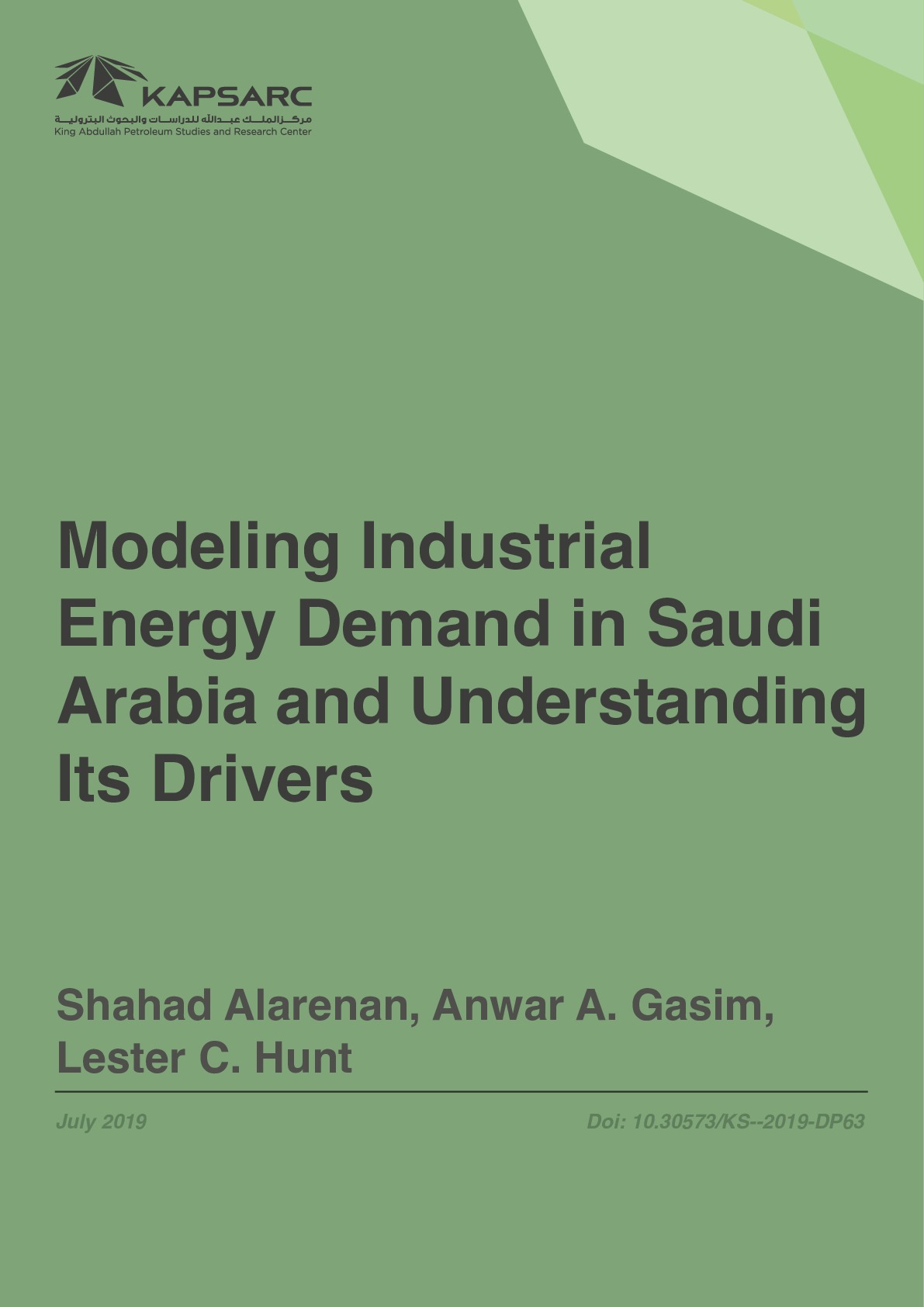 Modeling Industrial Energy Demand in Saudi Arabia and Understanding Its Drivers (1)