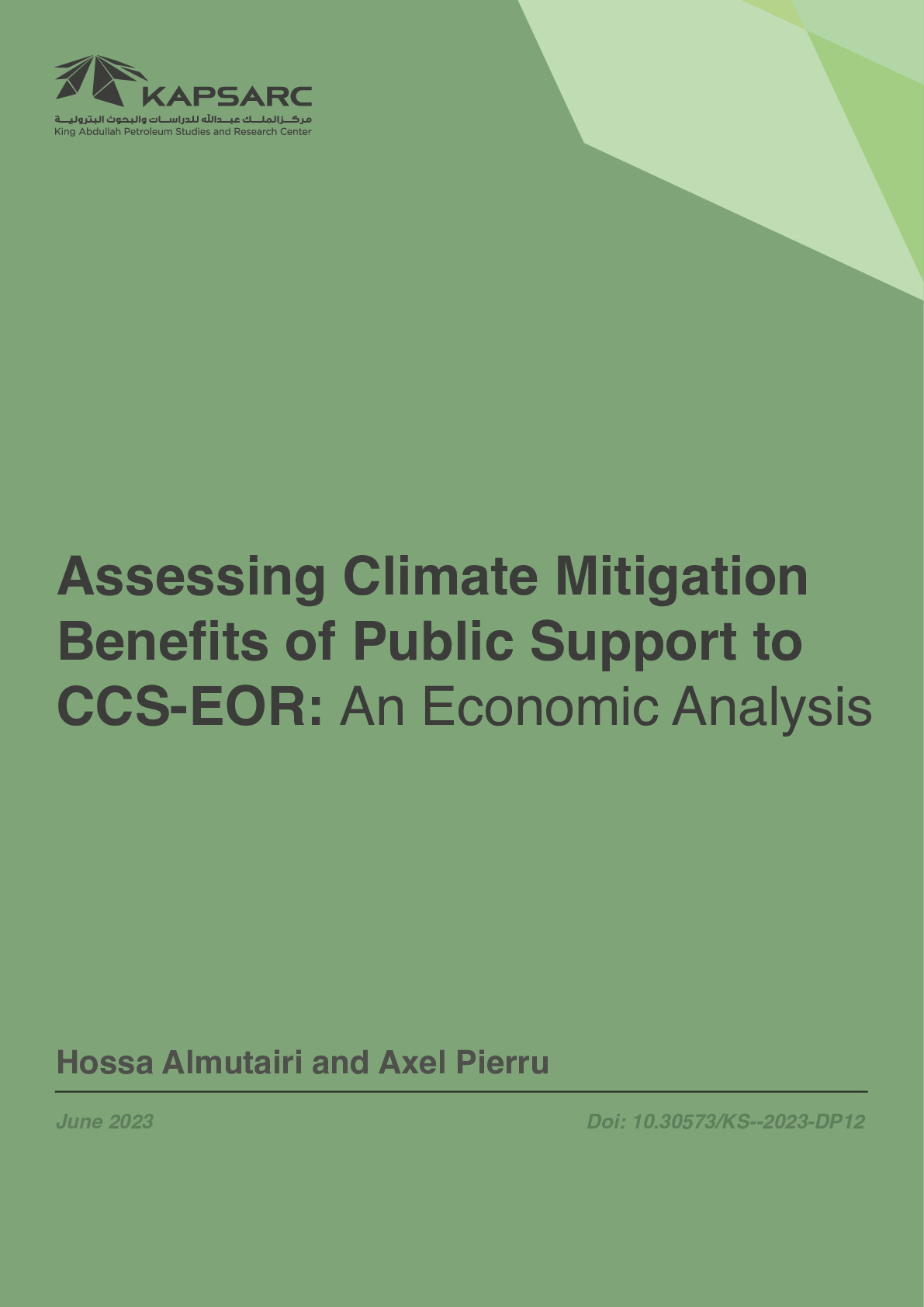 Assessing Climate Mitigation Benefits of Public Support to CCS-EOR: An Economic Analysis (1)