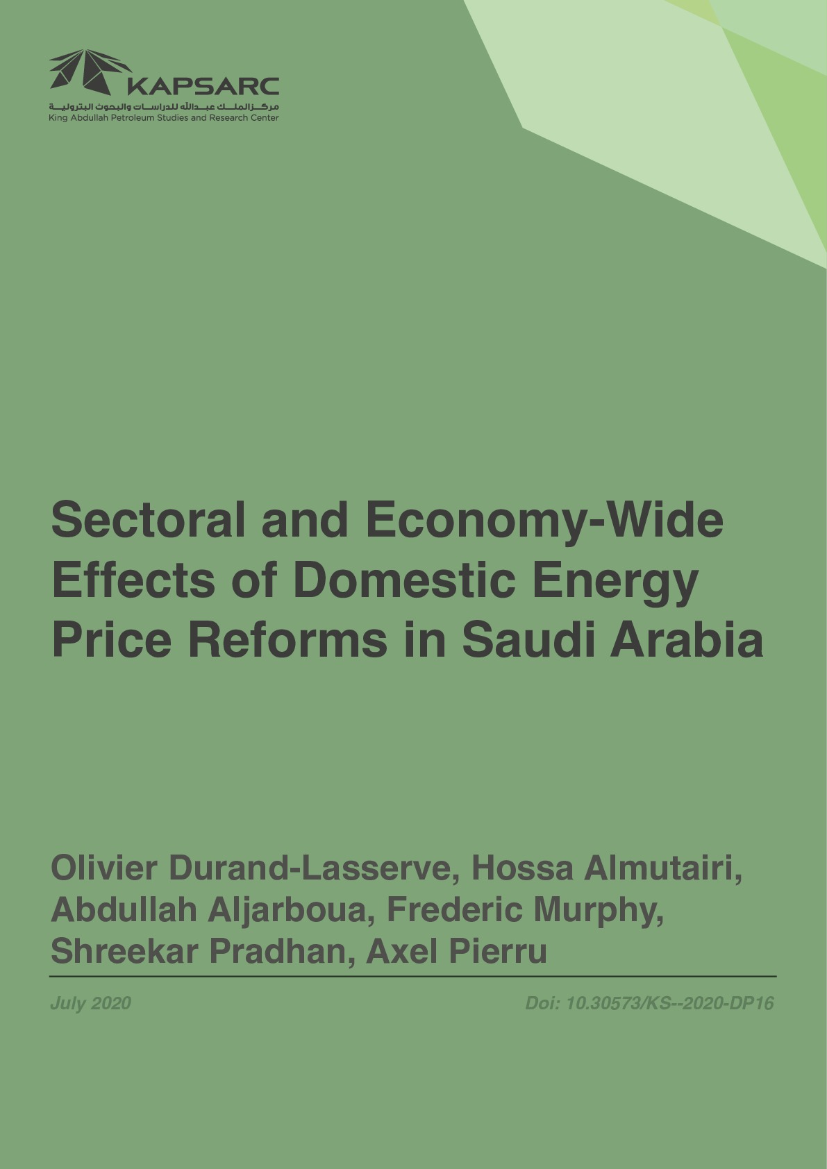 Sectoral and Economy-Wide Effects of Domestic Energy Price Reforms in Saudi Arabia (1)