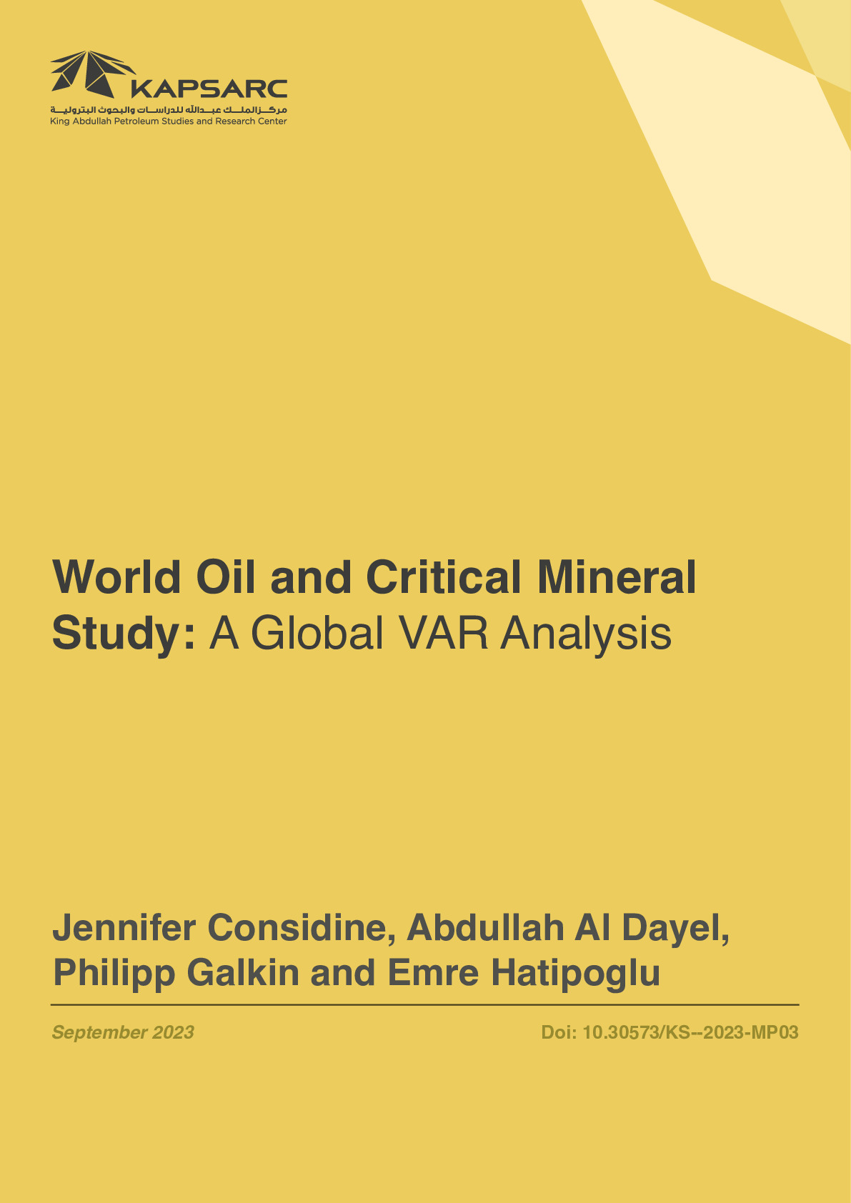 World Oil and Critical Mineral Study: A Global VAR Analysis (1)