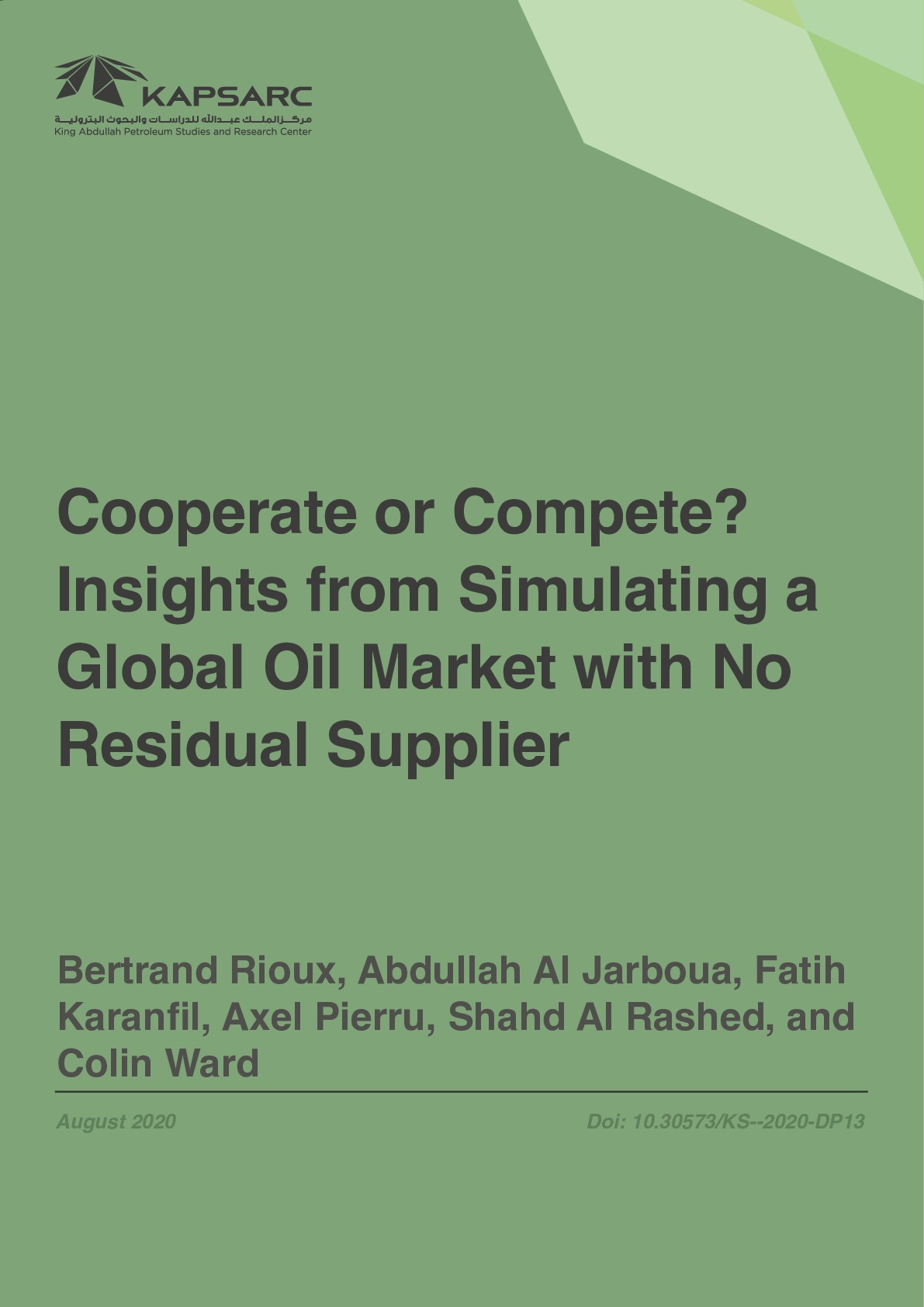 Cooperate or Compete? Insights from Simulating a Global Oil Market with No Residual Supplier (2)