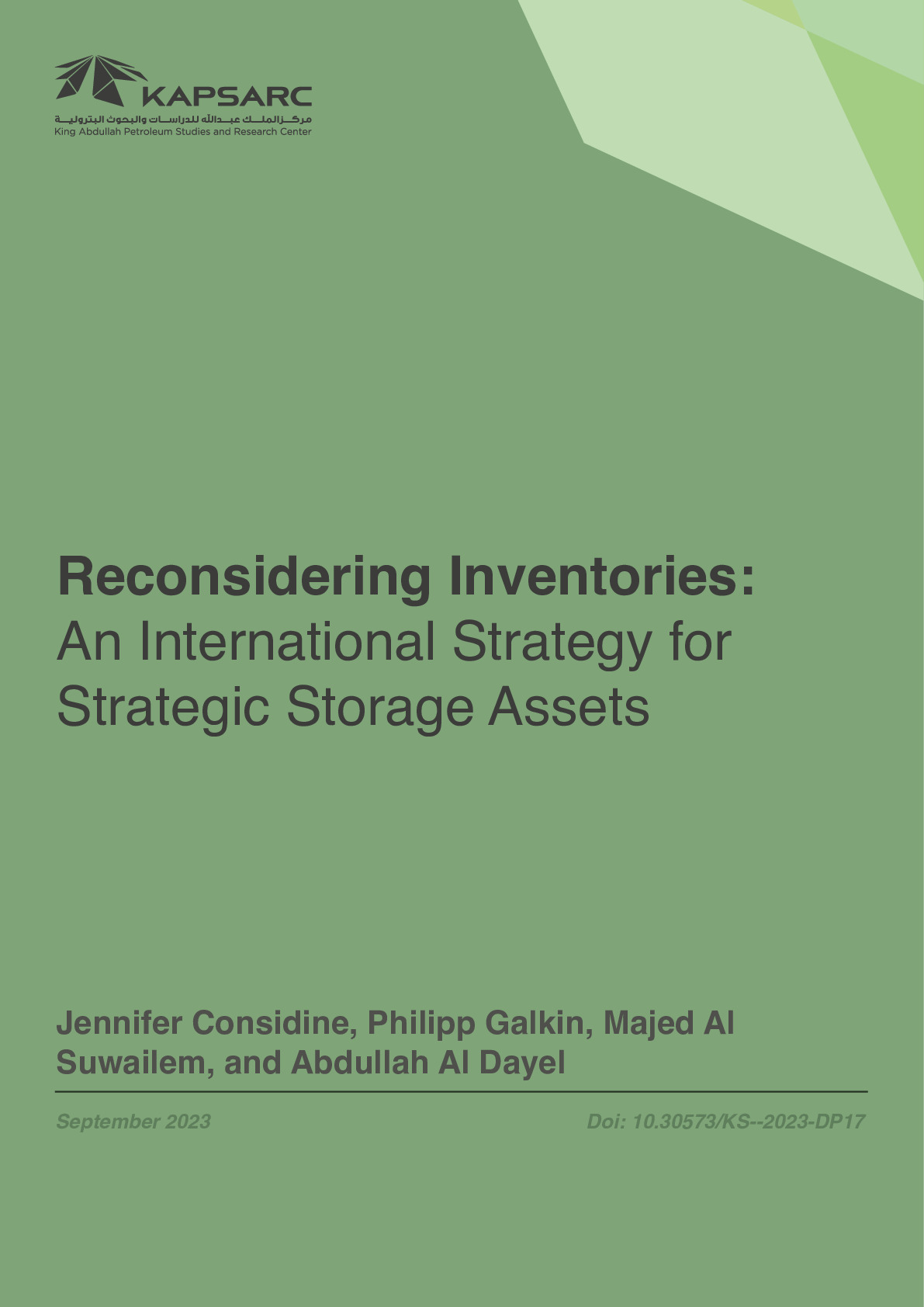 Reconsidering Inventories: An International Strategy for Strategic Storage Assets (1)