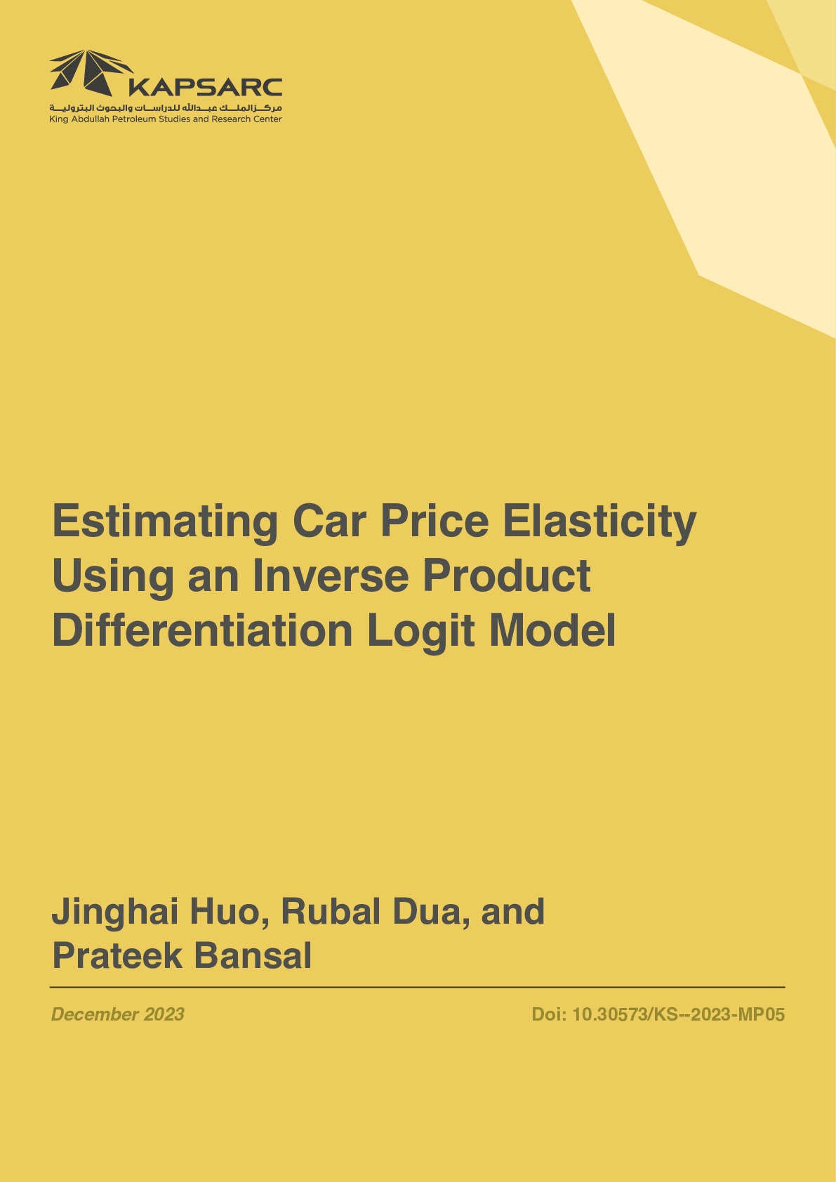 Estimating Car Price Elasticity Using an Inverse Product Differentiation Logit Model (1)