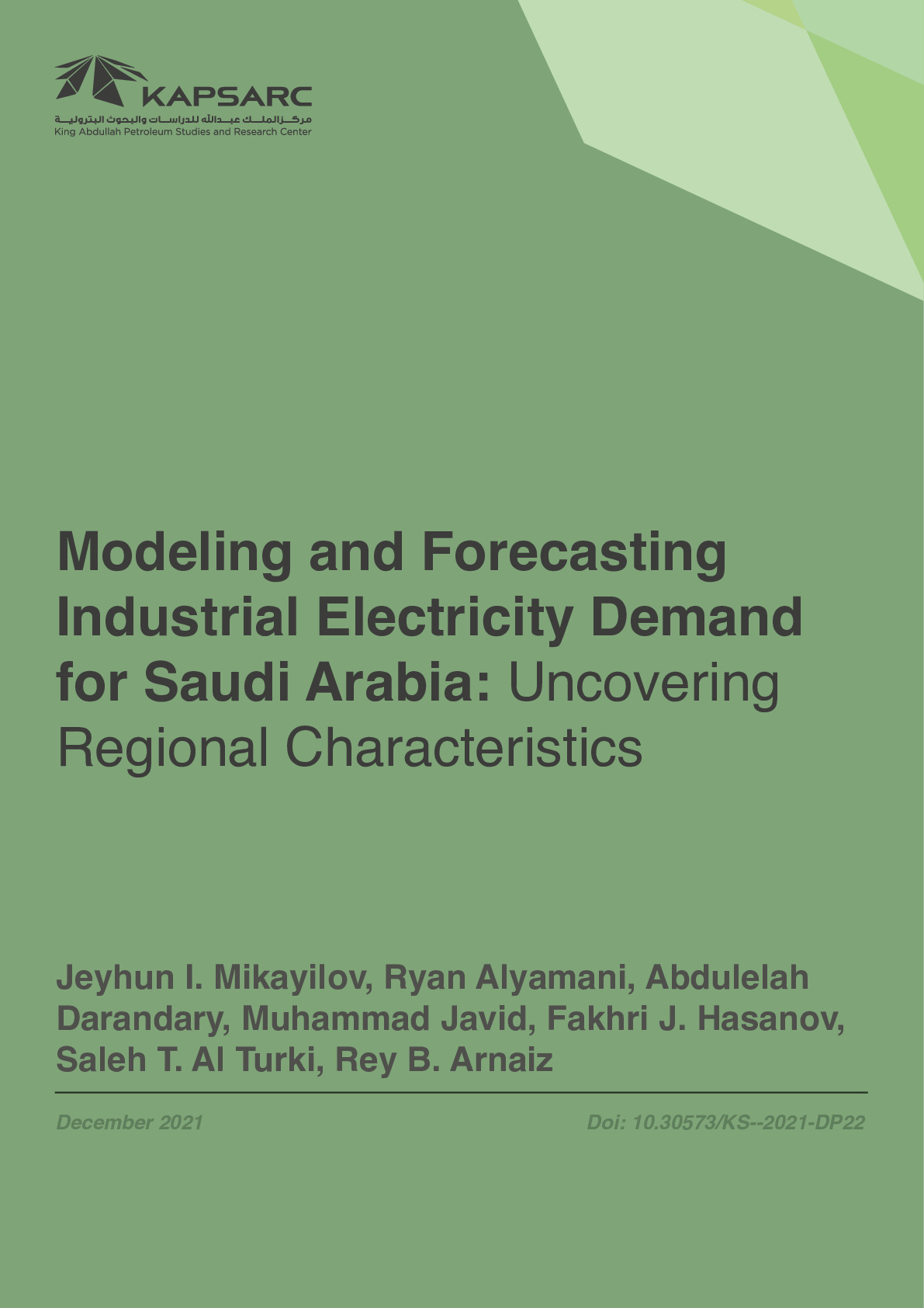 Modeling and Forecasting Industrial Electricity Demand for Saudi Arabia: Uncovering Regional Characteristics (2)