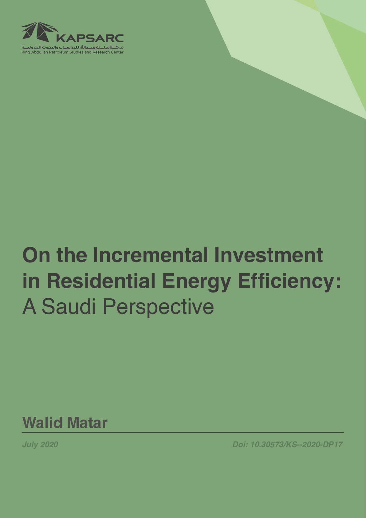 On the Incremental Investment in Residential Energy Efficiency: A Saudi Perspective (1)