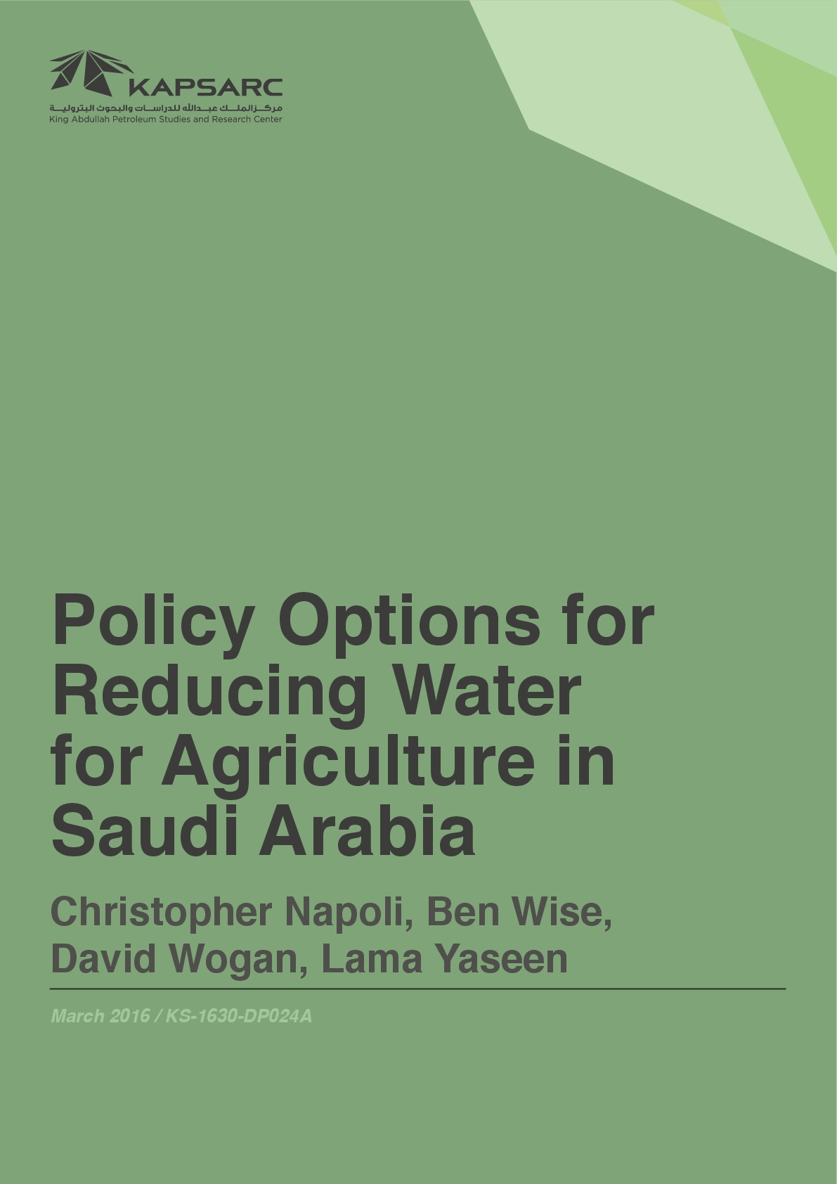 Policy Options for Reducing Water for Agriculture in Saudi Arabia (1)