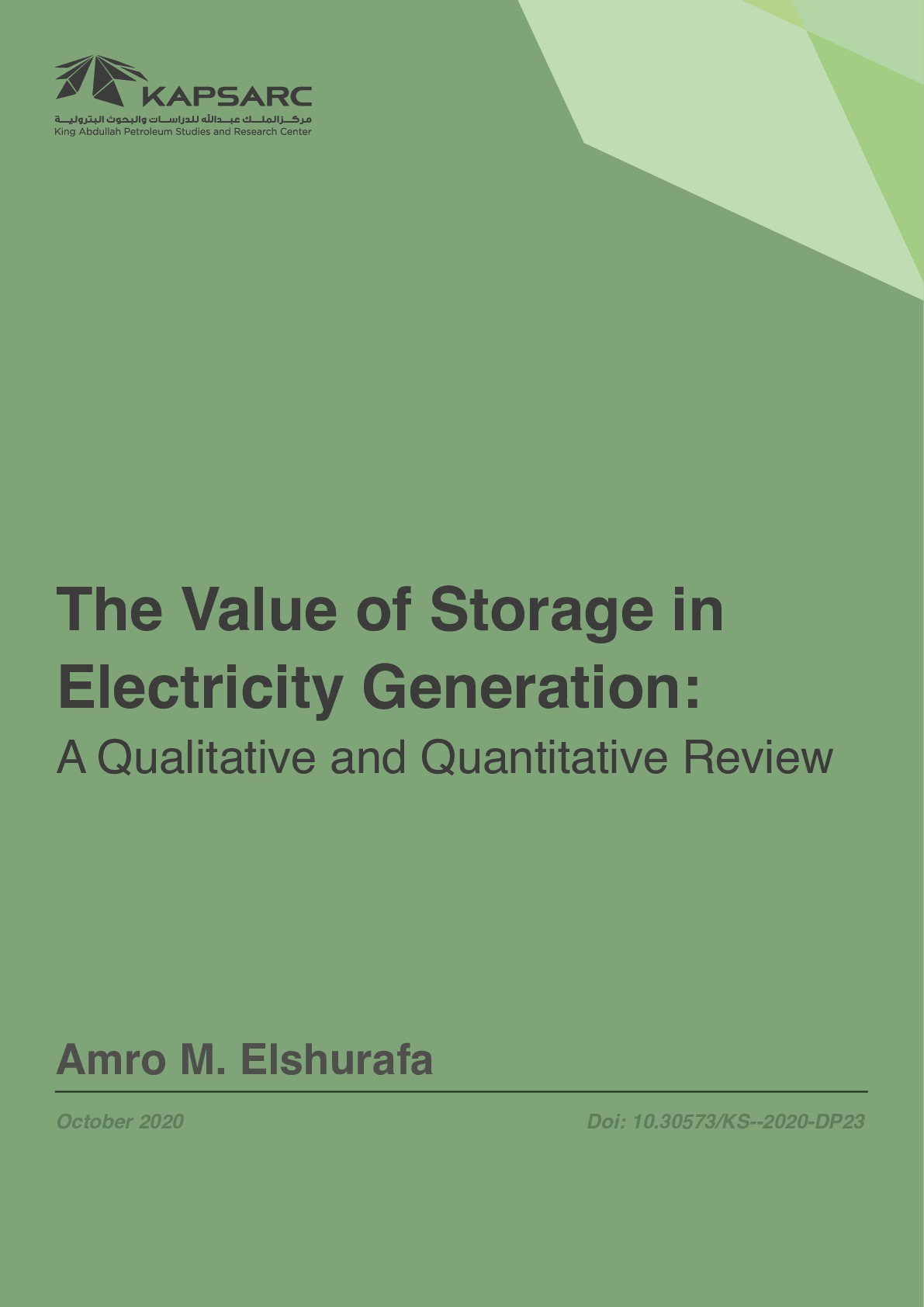 The Value of Storage in Electricity Generation: A Qualitative and Quantitative Review (1)