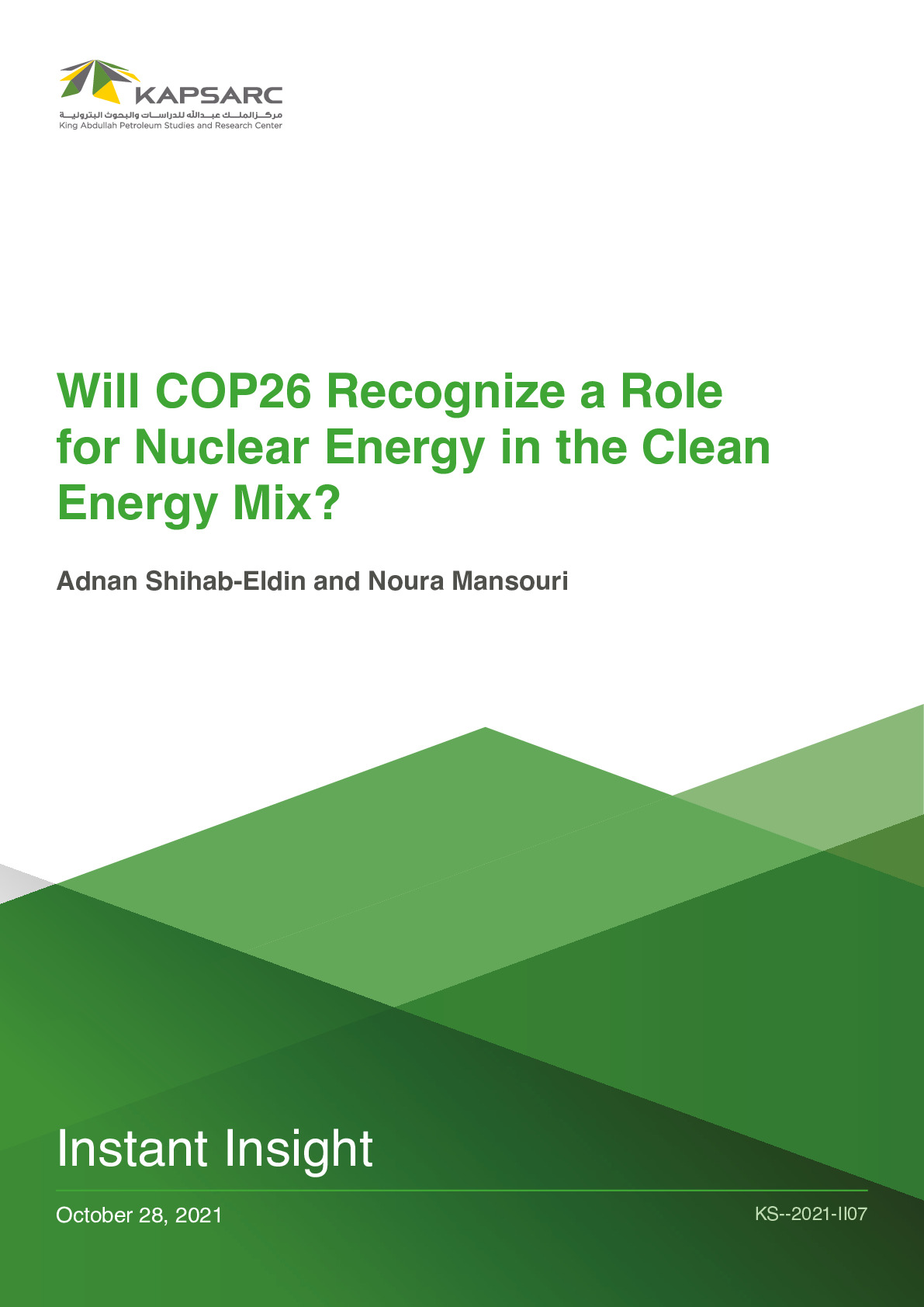 Will COP26 Recognize a Role for Nuclear Energy in the Clean Energy Mix? (1)