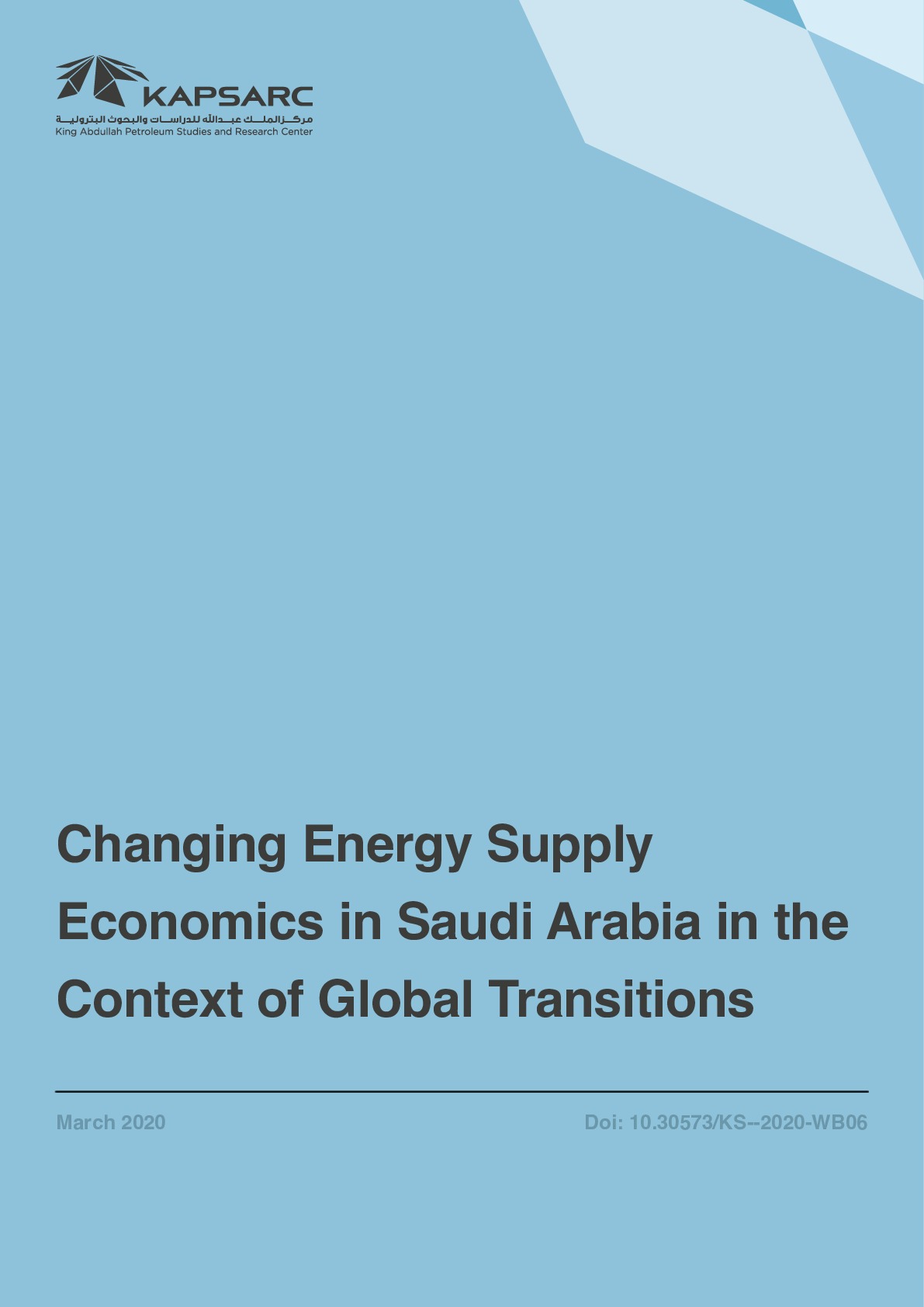 Changing Energy Supply Economics in Saudi Arabia in the Context of Global Transitions (1)