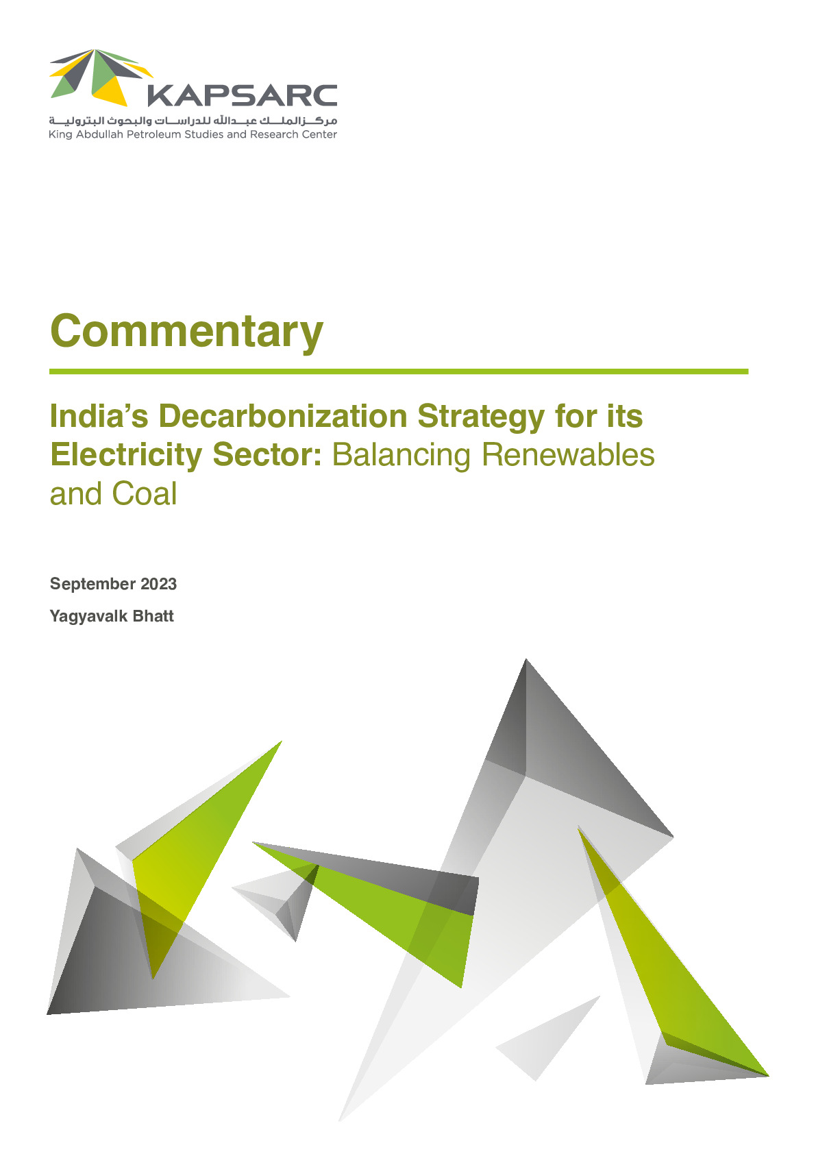 India’s Decarbonization Strategy for its Electricity Sector: Balancing Renewables and Coal (1)