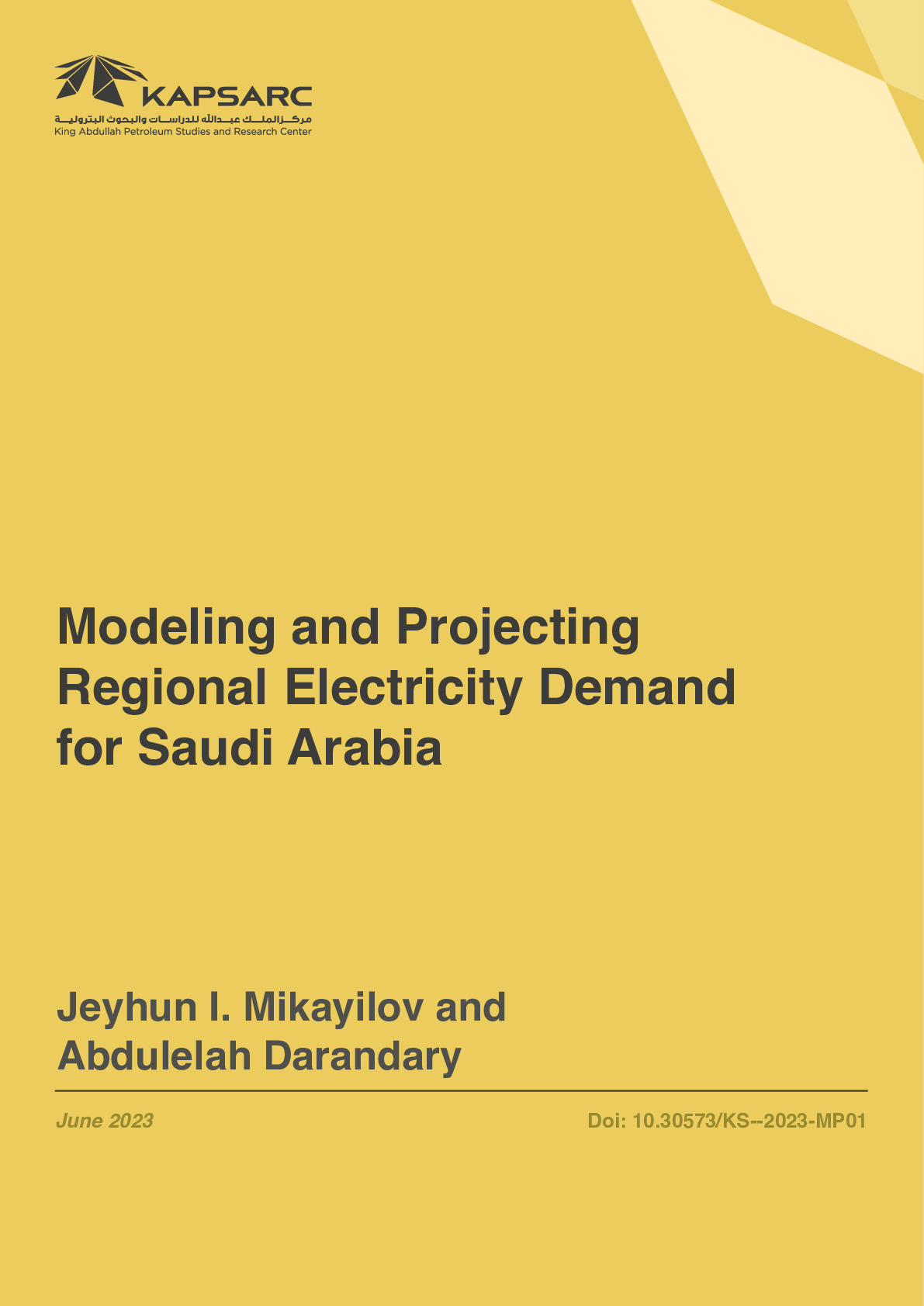 Modeling and Projecting Regional Electricity Demand for Saudi Arabia (1)